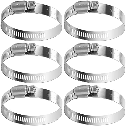 drado Jubilee Hose Clips 40-63mm Stainless Steel Pipe Clamps, 6 Pack Worm Drive Hose Clips, Silver