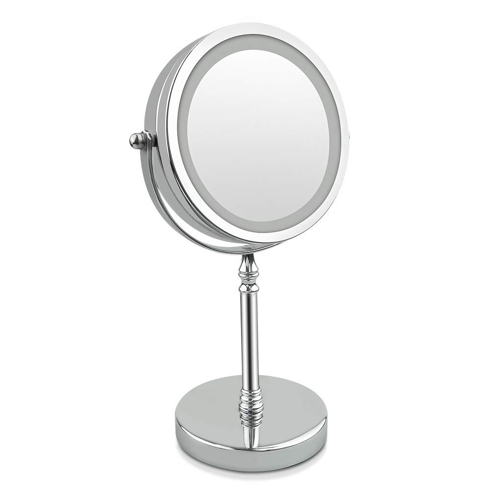 FLYIODFCXV Cosmetic mirror, 7 Inch LED Lights Makeup Mirror 5X Desktop Vanity Double Sided Backlit Cosmetic Mirrors
