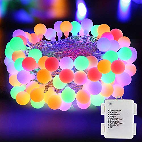 DooVee LED Easter String Lights, 80 LED Globe Ball String Lights with 8 Modes, Waterproof Battery Powered Led Easter Fairy Lights for Easter, Patio, Garden, Indoor Decorations - Multicolor