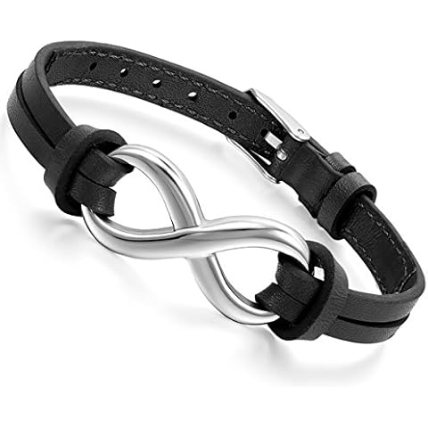Pulsera de cuero con signo de infinito Flongo Joyería Cover