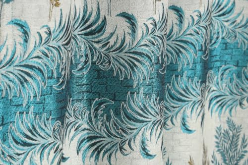 Image of Exporthub Jacquard Jute Curtains 9 feet Long Set of 2 Piece Aqua Blue Color Room Darkening Eyelet Long Door Curtain - for Living Room and Bedroom (EHSPR974 94)