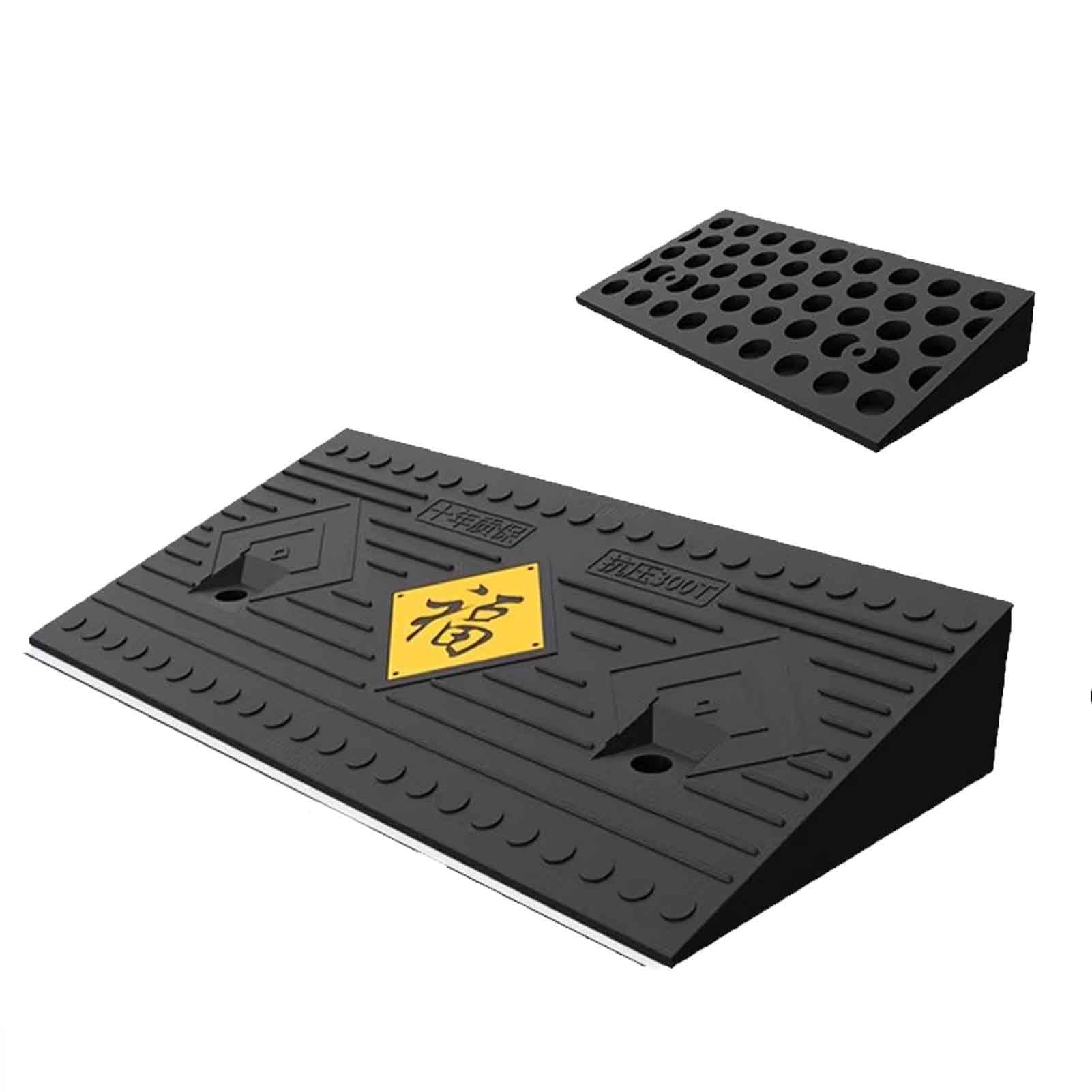 QICBYING Rubber Threshold Ramps - Portable Car Ramps, Black Kerb PVC Plastic Threshold Ramp, Heavy Duty Rubber Ramps For Wheelchairs, Caravan, Motorhome(50x25x10cm)