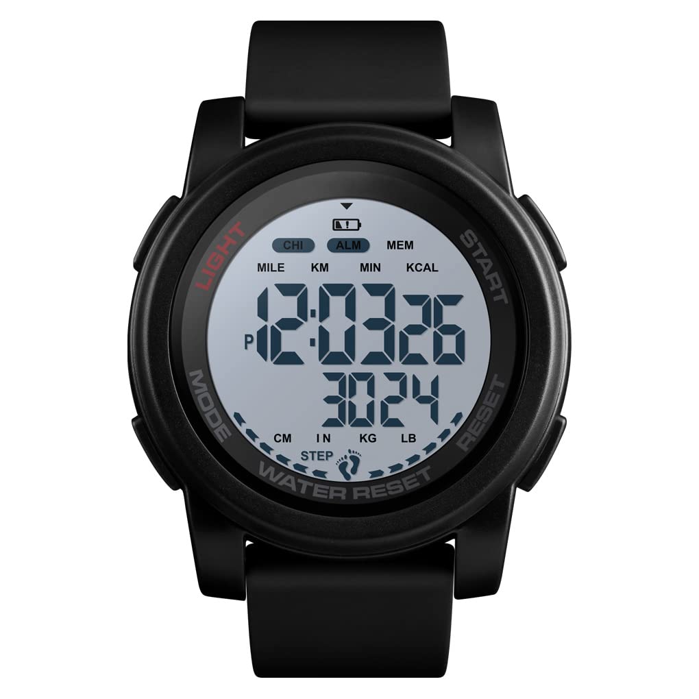 Orologio Digitale Uomo TONSHEN – 50M Impermeabile, Cronografo, Doppio Tempo, LED, Cinturino In Gomma, Quadrante Grande 50mm - 3