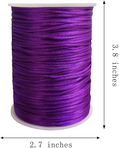 Vista 185 de Cuerda de nailon satinado de 0.059 in para pulseras de macramé, nudos chinos, collares, joyería de 109 yardas (gris plateado) Gris