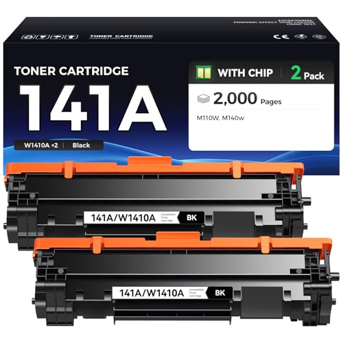 Image of 141A Toner Cartridges Black Compatible with HP M110 MFP M139 M140 Printer | Replacement for HP 141A W1410A Toner Works with LaserJet M110w MFP M139w M140w Printers | 2 Pack with Chip