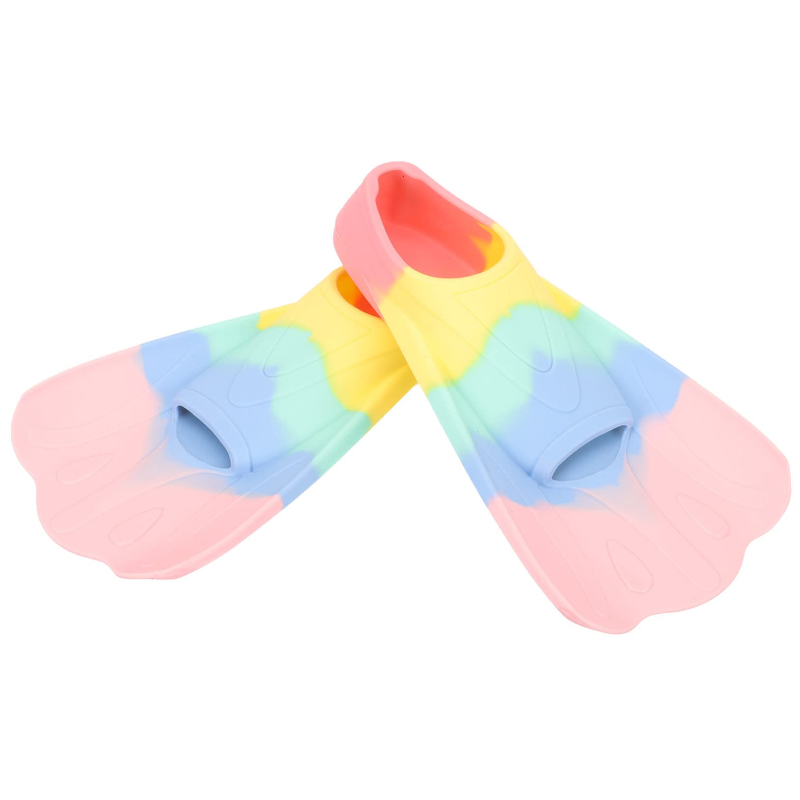 KICHOUSE 1Pair Swimming Fins Lightweight Silicone Swim Flippers for Compact Comfortable Durable Diving Training Aid for Pool Sea Swimming Macaron XXS