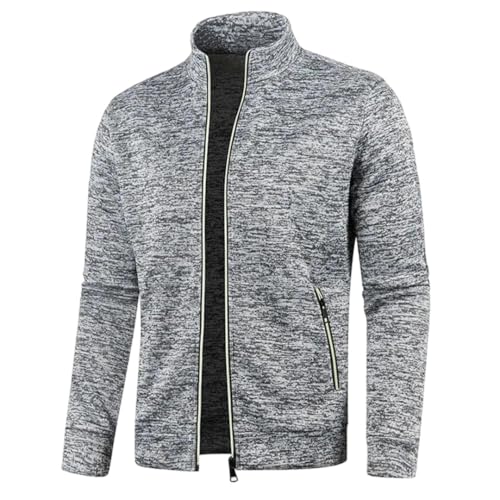 Men Solid Color Long Sleeve Knitting Cardigan Casual Loose Zipper Cardigan