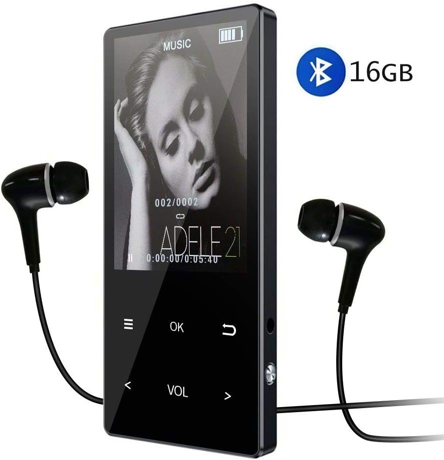 Mp3 Player, Cocopa Mp3 Players with Bluetooth 4.2 FM Radio 16GB Touch Button Mp3 Players 2.4 Inches Portable Music Player for Kids with Speaker Voice Recorder,60 Hours Playtime,Support Up to 128GB