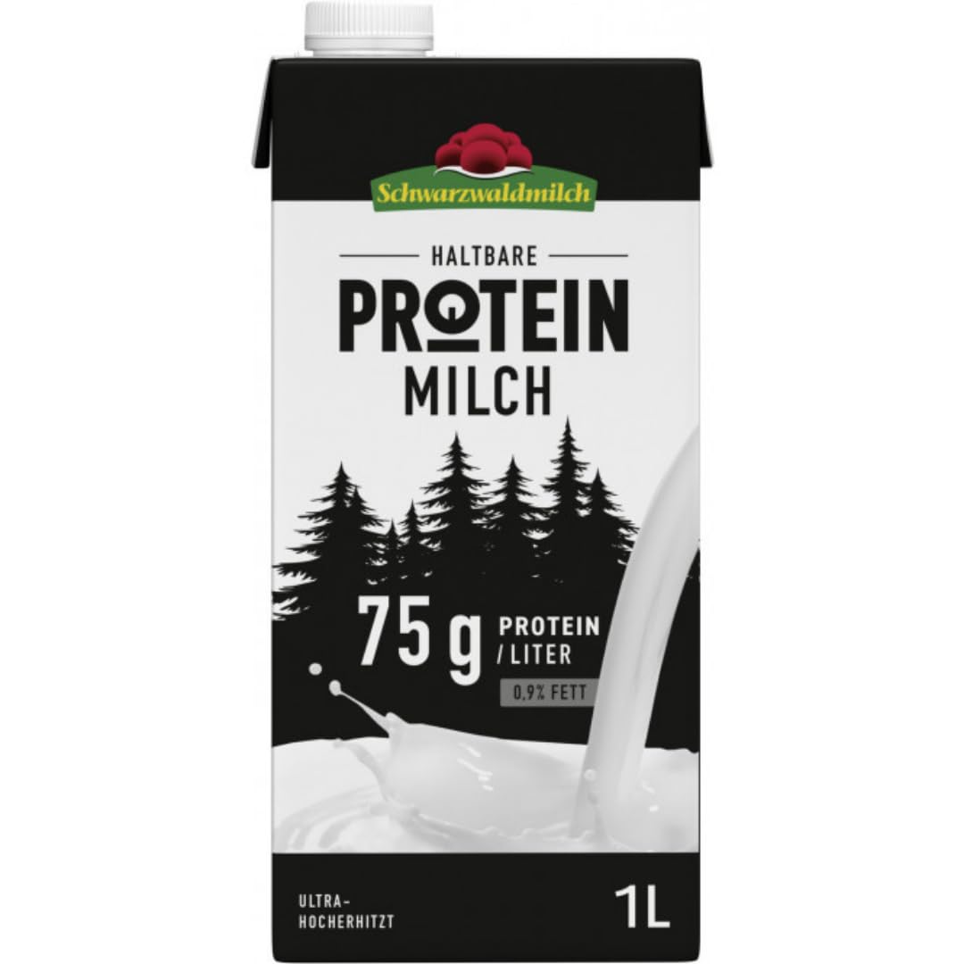 Schwarzwaldmilch Protein Milch 0,9% Fett Milch 1000 mililiter x 6 Stück + pufai