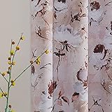 MYSKY HOME Blackout Curtains 84 inches Long 2 Panels Farmhouse Curtains for Bedroom Living Room Darkening Thermal Insulated Flower Printed Window Curtains with Grommet Burgundy and White