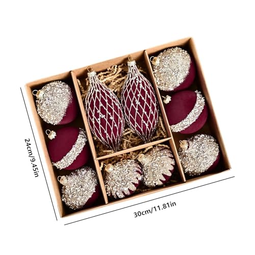 Boules de Noël en strass et velours pour décoration de table