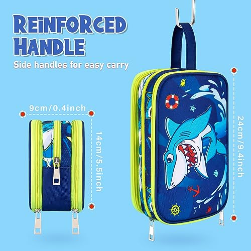 WAWSAM-Shark-Toiletry-Bag-Kids-Toiletry-Bag-for-Boys-Christmas-Birthday-Gift-Camping-Travel-Toiletry-Case-Toiletries-Makeup-Cosmetic-Pouch-Pink-Water-resistant-Wash-Bag-Dopp-Kit-with-Mesh-Pocket