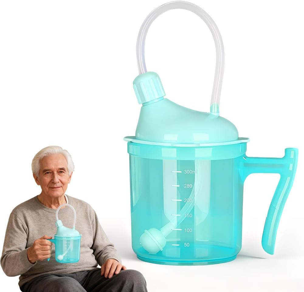 ADDLIVE Sippy Cup for Adults, Beakers for Elderly, 3 in 1 Non Spill Cups for Elderly, 300ML Dysphagia Cups with Lid and 30cm Straw, Adult Sippy Cups for The Elderly and Disabled Adults Non Spill