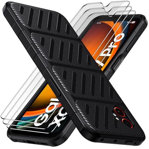ivoler Funda para Samsung Galaxy Xcover 7 Pro con 3 Piezas Cristal Templado, [Protección Militar] Carcasa Protectora Antigolpes Fina Suave TPU Silicona Caso Anti Choques Case, Negro