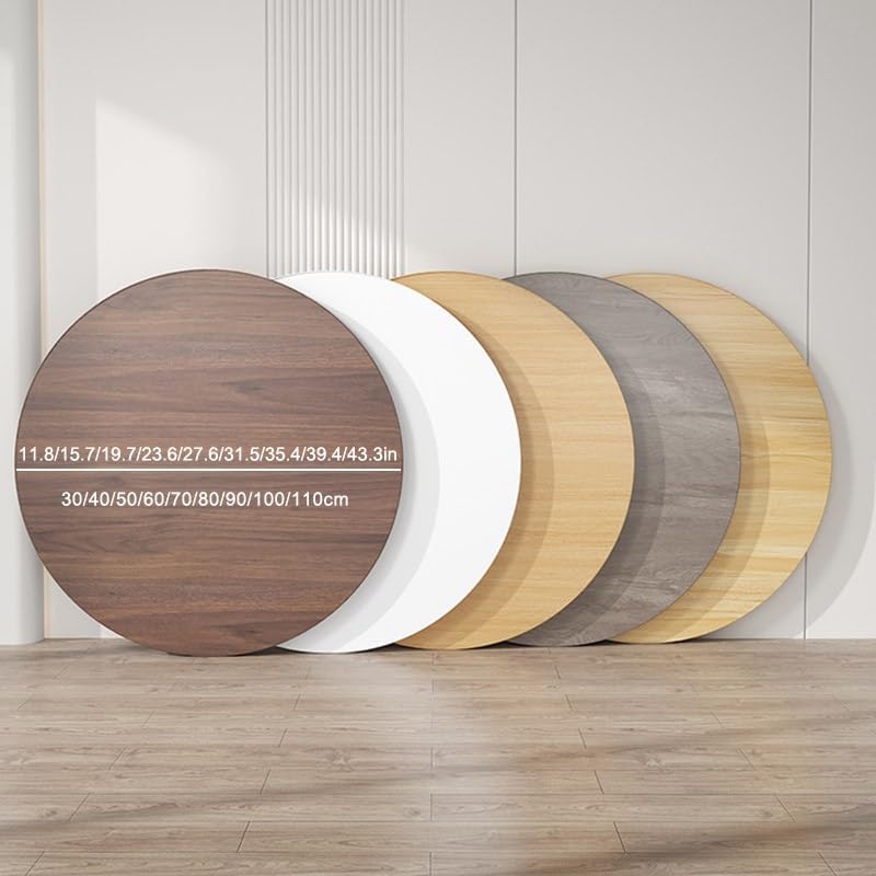 Round Table Top, Unfinished Wood Stool Top 1IN/2.5cm Thick, Replacement Floating Desk Board for Dining Coffee Patio Table(White-a,43.3x1in/110x2.5cm)