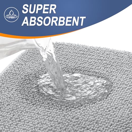 Image of OLANLY Thick Memory Foam Small Bathroom Rugs 24x16, Extra Soft Absorbent Bath Rug, Quick Dry Bath Mats, Non-Slip, Machine Washable Mat for Bathroom, Tub and Shower, Home Decor Accessories, Light Grey