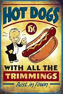 LBS4ALL Hot Dogs food Advertisement Vintage Retro Metal Sign, kitchen, gift, garage, bbq
