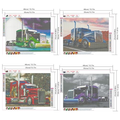 DCIDBEI 40 x 30 cm 4 Pack of 5D Diamond Painting Complete DIY Diamond Painting Kit for Car DIY Picture Bead to Stick on for Wall Decoration Children Adults - Image 2