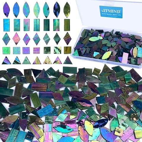 LITMIND Dark Green Iridescent Mosaic Tiles Cover