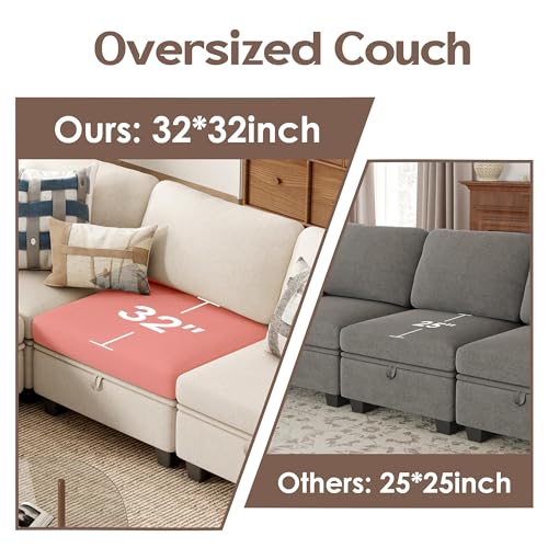 AYEASY U Shaped Modular Sectional Sofa, Comfy Convertible Sectional Couch - image 6