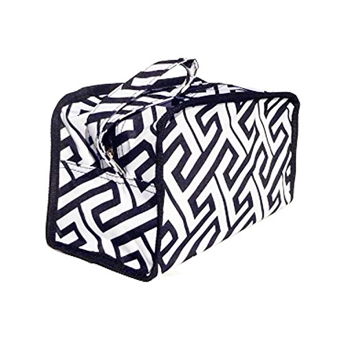 Black & White Maze Men Hanging Shaving Toiletry Travel Bag with Zipper & Strap Hanger TravelNut Him Dad Boyfriend Unique Cool Birthday Summer Day Camp Camping Camper Gear Stuff Accessories Gift Idea