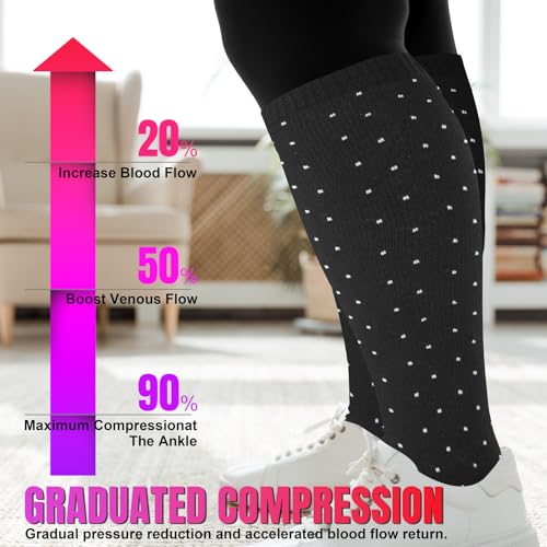 Image of bropite 3 /4 Pairs Plus Size Compression Socks for Women & Men 20-30 mmhg-Extra Wide Calf Support Socks for Medical,Running