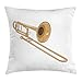 Trombone Fodera per Cuscino di, Jazz Funky Groovy Vibrazioni Musicali Performance del Suono Stampa della Melodia del Ritmo Sinfonico, Federa Decorativa con Accento Quadrato, 45,7 x 45,7 cm, Marrone Sa
