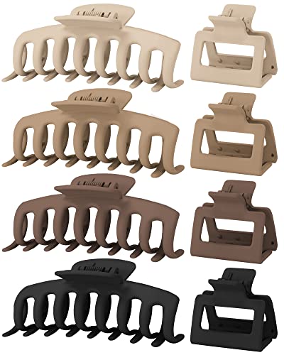 Lolalet 8 Unidades Pinza para Pelo, Regalo para Día de la Madre Pinzas Antideslizantes para Cabello de Mujer Rizado Largo Corto Hair Clips con 4 Grandes y 4 Pequeñas Colores -C Cover