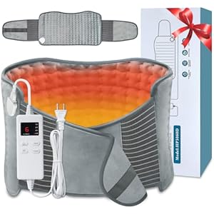 Almohadilla térmica para aliviar el dolor de espalda, almohadilla térmica eléctrica extragrande mejorada para calambres menstruales con cinturón, apagado automático, lavable a máquina