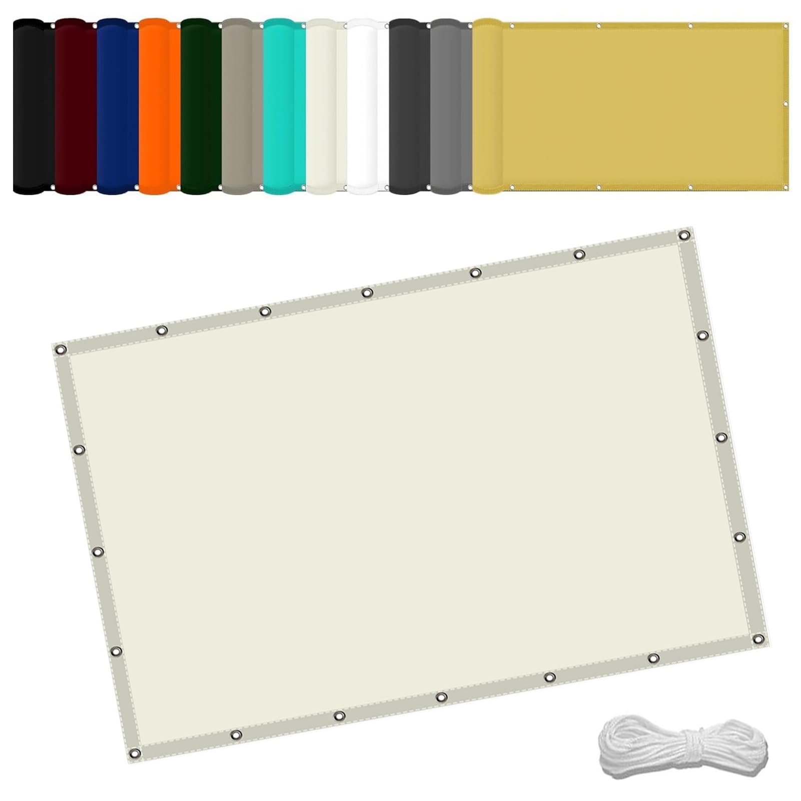 GLDYTVF Waterproof Rectangle Sun Shade Sail 8.2 x 9.2ft Weather Resistant Sail Shades for Fence Pergola Balcony Ivory Shade Sail with Grommets and Free Rope