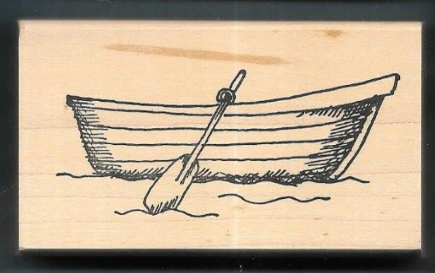Wooden Mount Rubber Stamp for Card Making Rowboat Fishing Boat OARS Water Wave Lake Life PEDDLERS Pack