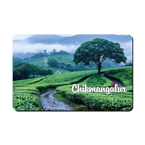 Image of Elegant Fridge Magnet with Themes |Rectangular Size Refrigerator Magnet with Magnetic Rubber Back | Pack of 1, 8.6cm X 5.4cm (Chikmangalur - Design 4)