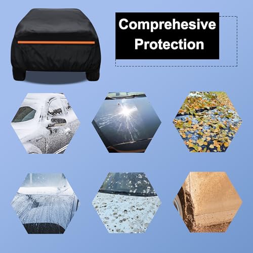 Image of Amooca Heavy-Duty Car Covers Custom Fit for Jeep Wrangler 4 Door 2007-2024 Waterproof Sun-Proof All Weather for Automobiles Snow Cover 420D with Door Zipper Cotton Lining