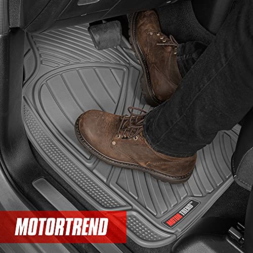 Image of Motor Trend FlexTough Baseline Rubber Car Floor Mats with Trunk Mat Cargo Liner, Front & Rear Combo Set fits Most Car SUV Van Coupe Sedan, Heavy Duty All Weather Trim to Fit