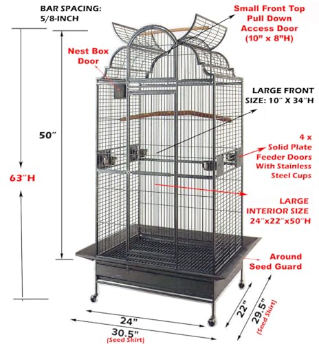 Mcage Large Elegance And Durable Wrought Iron Open Play Top Stand Bird Parrot Rolling Cage thumb #1