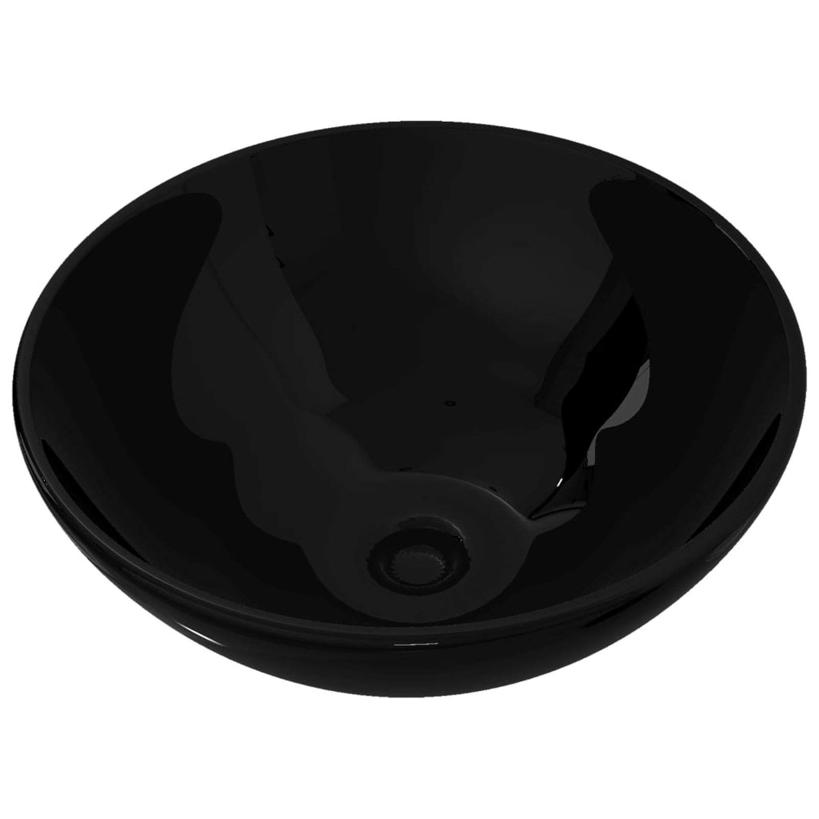 ShGaxin Lavabo, Lavabo sobre Encimera, Lavabo Baño, Mueble Lavabo, Muebles De Baño, de cerámica Negro Redondo