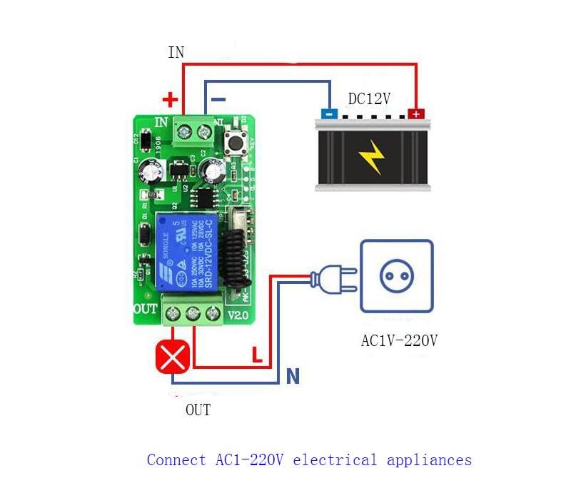 315/433 mhz 20 ~ 200 m DC 24 V 12 V 1 ch inalámbrico RF mando a distancia relé salida radio receptor control remoto puerta de garaje