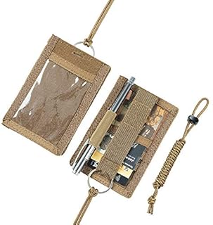 EXCELLENT ELITE SPANKER Tactical ID Card Holder Adjustable Neck Lanyard Key Ring Loop Patch Badge Holder and Credit Card Organizer(Coyote Brown)