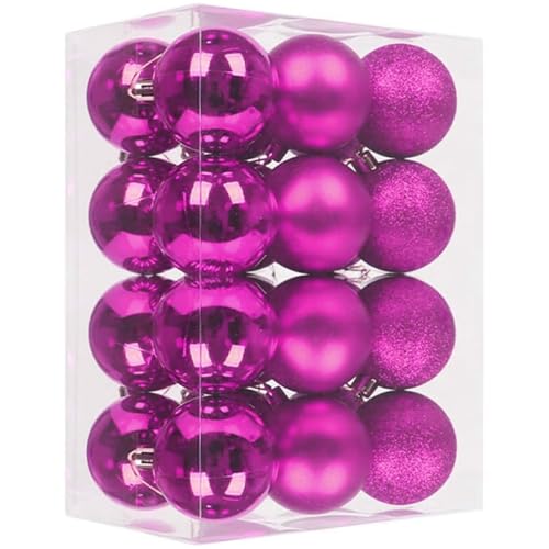 GESDYO 24 Stück Christbaumkugeln Rosenrot 3 cm Matt & Glänzend...