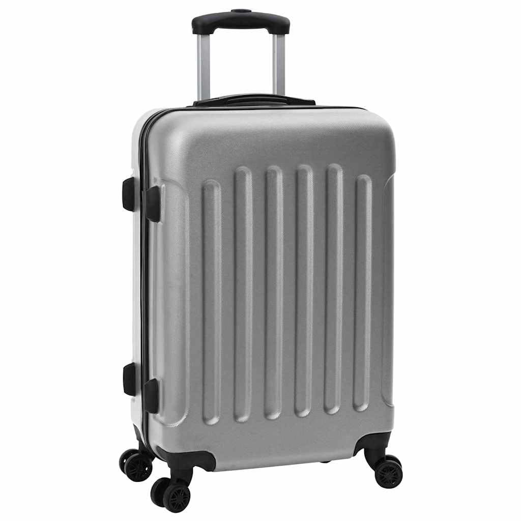vidaXL Walizka Z blokadą 3 pcs Srebrny 50 x 31 x 78 cm Plastik ABS, Towarzysz podróży, wytrzymała, prostokątna walizka, bagaż, torba na lot, organizator na weekend
