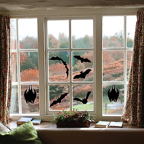 Beistle 4 Sheets (32 Pieces) Black Bat Window Clings Eerie And Haunting Halloween Decorations, Made In USA Since 1900, 17" x 12" Beistle 4 Sheets (32 Pieces) Black Bat Window Clings Eerie And Haunting Halloween Decorations, Made In USA Since 1900, 17" x 12"