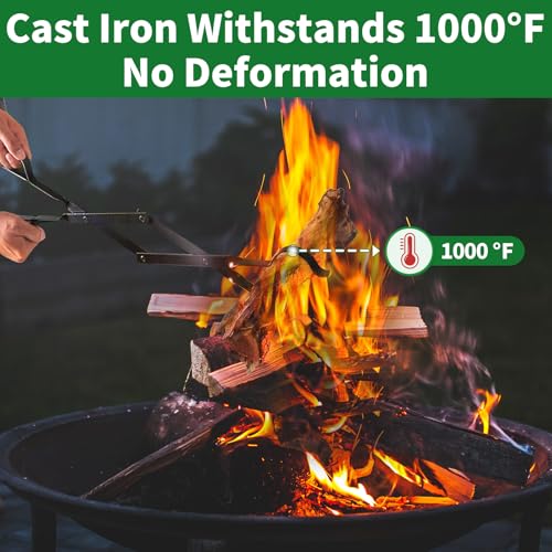 AMAGABELI GARDEN & HOME 26" Long Firewood Tongs Log Grabber for Fireplace Fire Pit Campfire Bonfire for up 12'' Thick Logs Heavy Duty Wrought Iron Outside Outdoor Indoor Wood Stove Fire Place Tools - Image 6