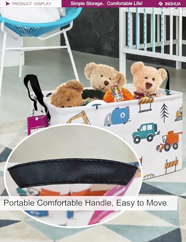 Image of Rectangular Storage Basket Fabric Organizer Bin for Toys,Books,Clothes,Gifts,Pets-Perfect for Home,Office,Nursery,Dorm,Shelf(Rec-Vehicles)