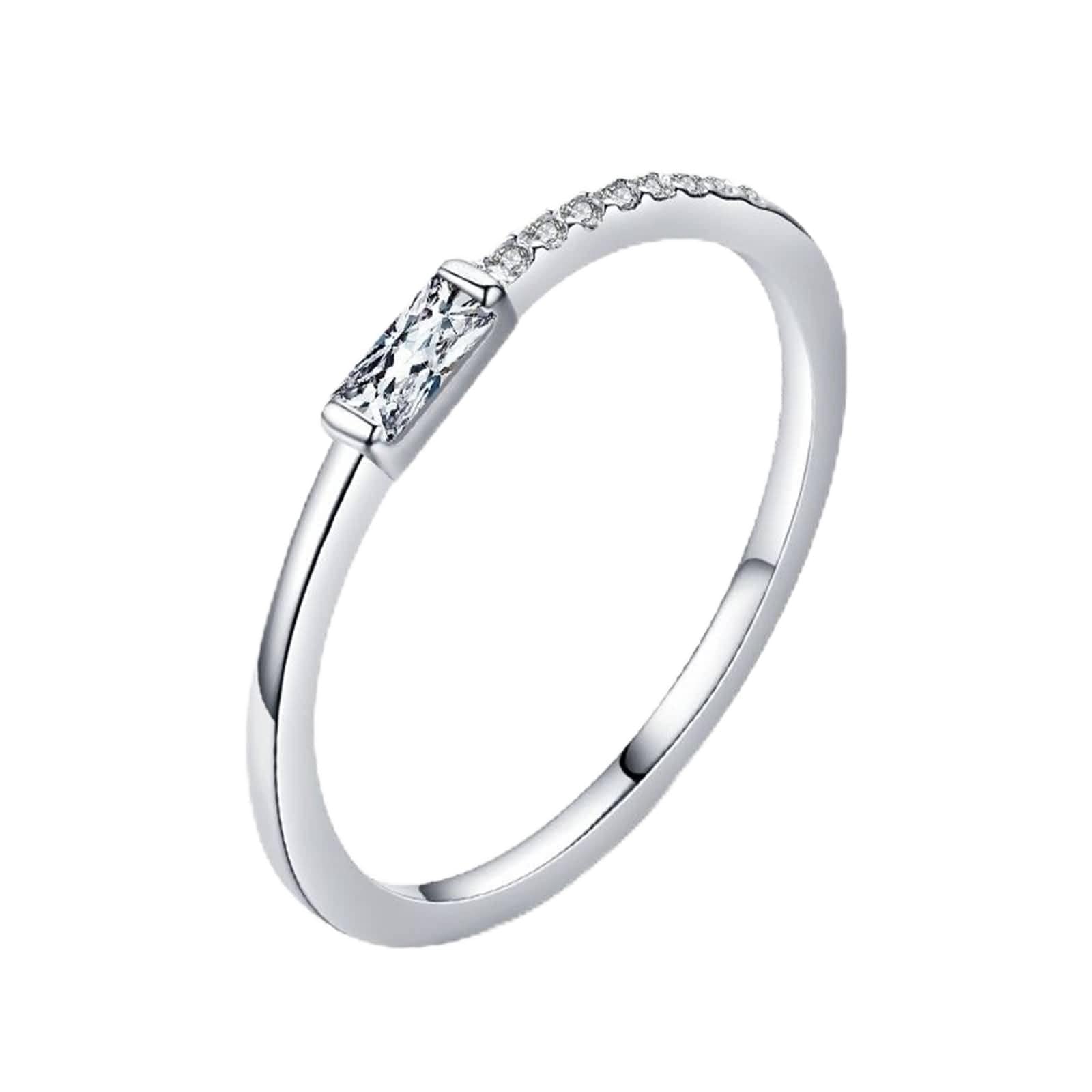 Anillos Compromiso Plata, Anillos Adolescentes Chica de Zirconia Cúbica Anillo Pareja 9,5-20