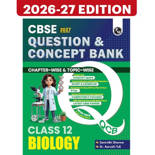 Image of PW CBSE Question & Concept Bank Class 12 Biology 2027 Chapterwise & Topicwise | NCERT Exemplar Concept Maps PYQs Mock Test 50% Competency Based Questions | Solved By Samridhi Mam & Aarushi Mam