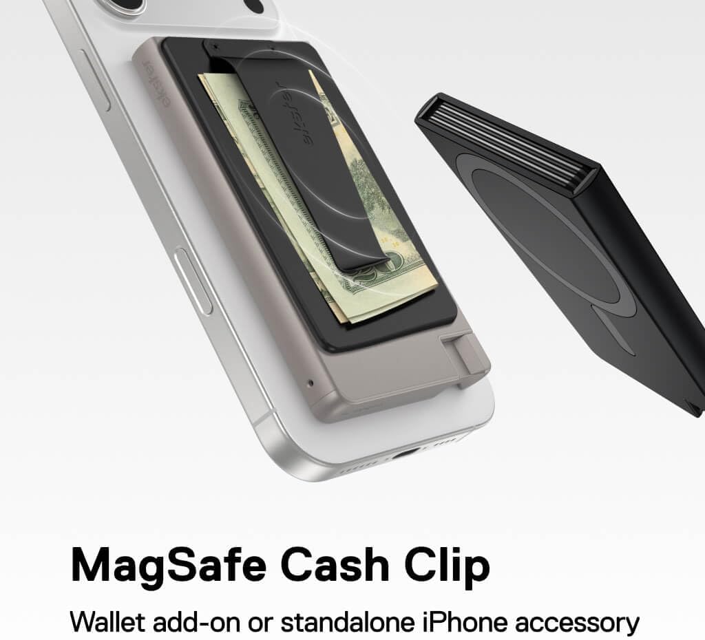 Ekster Cash Clip for MagSafe - Magnetic Money Clip with Secure Bill Holder, Compact Modular Stackable Detachable Wallet Attachment for Men and Women, Steel Minimalist Everyday Carry Phone Accessory