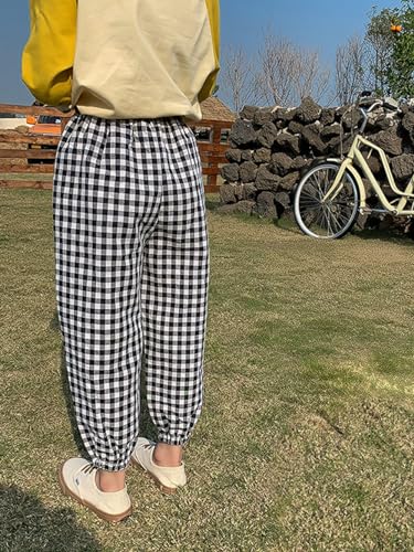 Image of BINIDUCKLING Toddler Pull Up Loose Gingham Girls Pants