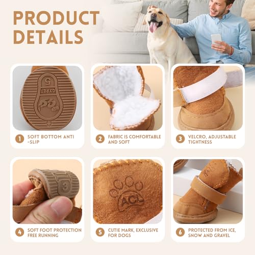 Vulevirtue 4 Stück Schneestiefel Haustiere,Plüsch Hundestiefel,Hunde Schuhe Outdoor,Süße Hundestiefel,Hundeschuhe Pfotenschutz Outdoor,Warme Hundeschuhe Krallenschutz,für Kleine Und Mittlere Hunde