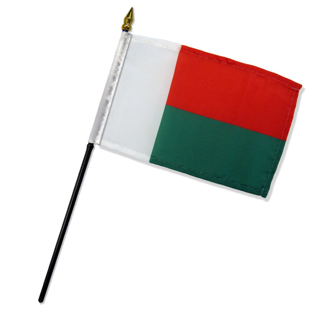 Quality Standard Flags One Dozen Madagascar Stick Flag, 4 by 6"