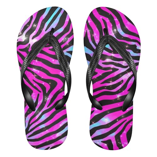 Zebra Stripes Blue Purple Flip Flop Beach Summer Casual Sandal for Women & Men Shower Shoes 20861942